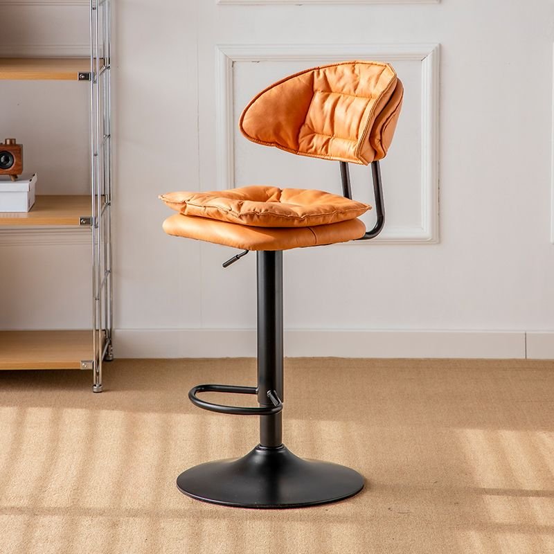 Air-driven Bistro Stool for the Bistro with Foot Support T-design Stool in a Modern Style, Orange, Black