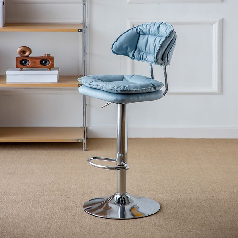 Aerodynamic Bar Stools in Azure for the Pub with Foot Support T-frame Stool, Light Blue, Silver