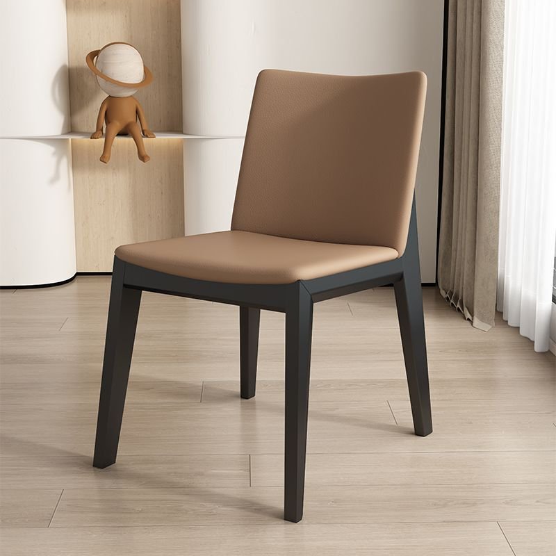 Dining Room Bordered and Balanced Armless Chair, Black, Brown