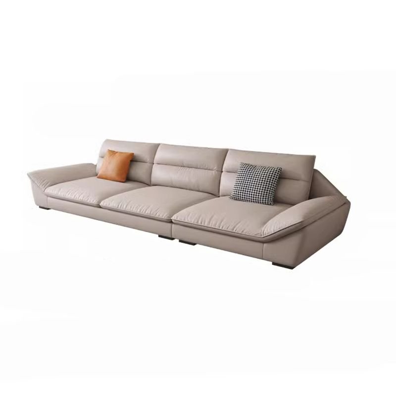 Casual Straight Ivory Sponge Horizontal Sofa with Flared Arm & Cushion Back, Tech Cloth, 83"L x 33.5"W x 35"H