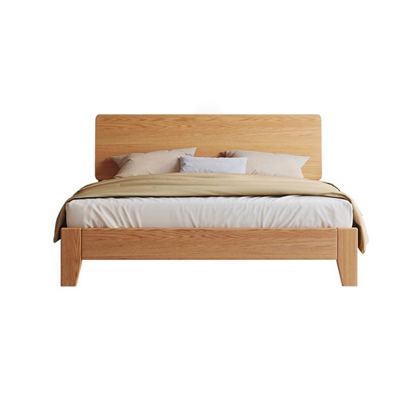 Adjustable Bed Base Sand Pallet Bed Frame Natural Wood Solid Color with Rectangular and Adjustable Headboard for Bedroom, 71"W x 79"L