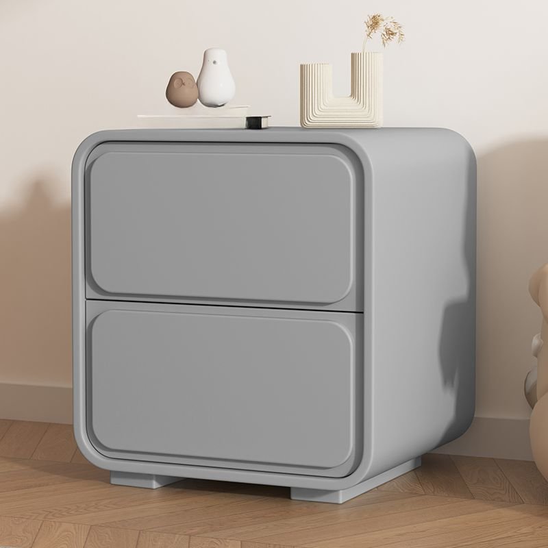 Trendy Grey Nightstand With Drawer Organization in Natural Wood with Legs, 16"L x 16"W x 20"H