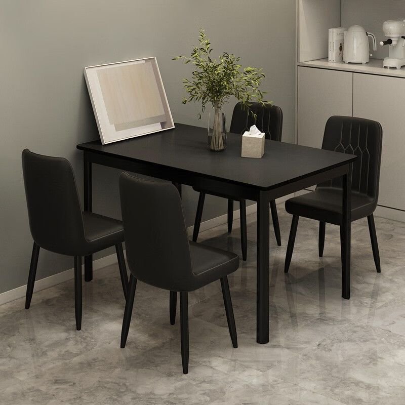 Shaker Rectangular Fixed Dining Table Set with 4-Leg and a Midnight Black Slate Tabletop, Table, 1 Piece, 51.2"L x 31.5"W x 29.5"H, Black