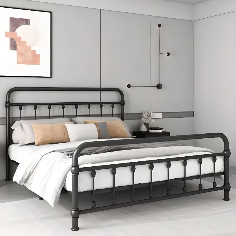 Alloy Pallet Bed Frame with Open-Frame for Bedroom, Black, 47"W x 79"L