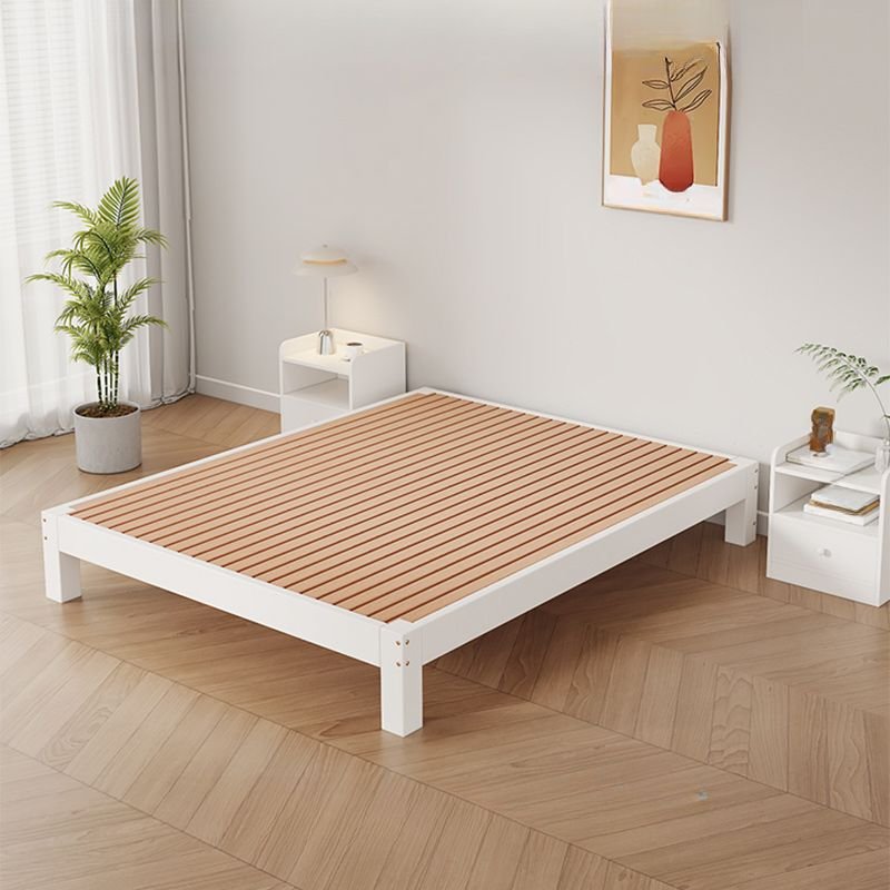 Trendy White Platform Bed in Timber with Legs for 2, 59"W x 75"L