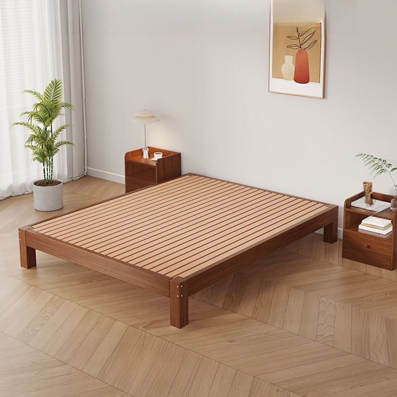 Art Deco Pallet Bed Frame in Lumber with Legs for 2 People, Nut-Brown, 47"W x 75"L