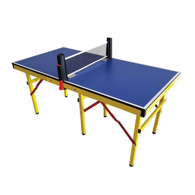 Yellow Metal Bracket Blue Panel Table Tennis Table Foldable for Easy Storage - 47"L x 24"W x 22"H