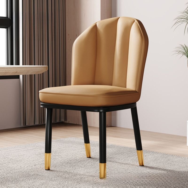 Bordered Balanced Wingbacked Chair Back Side Chair with Foot Pads for Dinette, Black/ Gold, Khaki