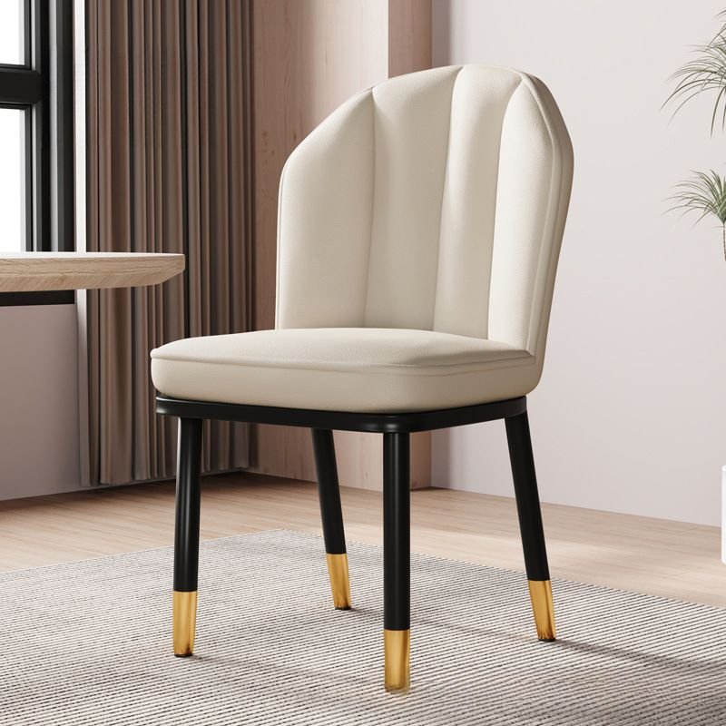 Bordered Chalk Sturdy Wingbacked Chair Back Side Chair with Foot Pads for Dinette, Black/ Gold