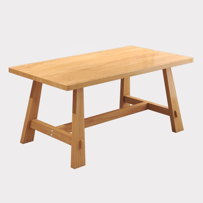 Art Deco Sand Natural Pine Wood Trestle Dining Table Set, Table, 1 Piece, 78.7"L x 31.5"W x 29.5"H