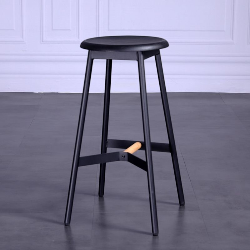 Simplistic Timber Midnight Black Bistro Stool with Round and Foot Pedestal, Counter Stool(26"H)