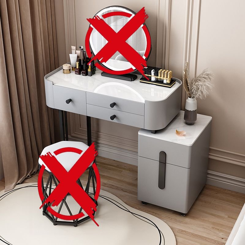 2-in-1 Scalable Ground Push-Pull Multi-Purpose Vanity, Dividers Included, No Suspended, Makeup Vanity (31") & Dresser (14")