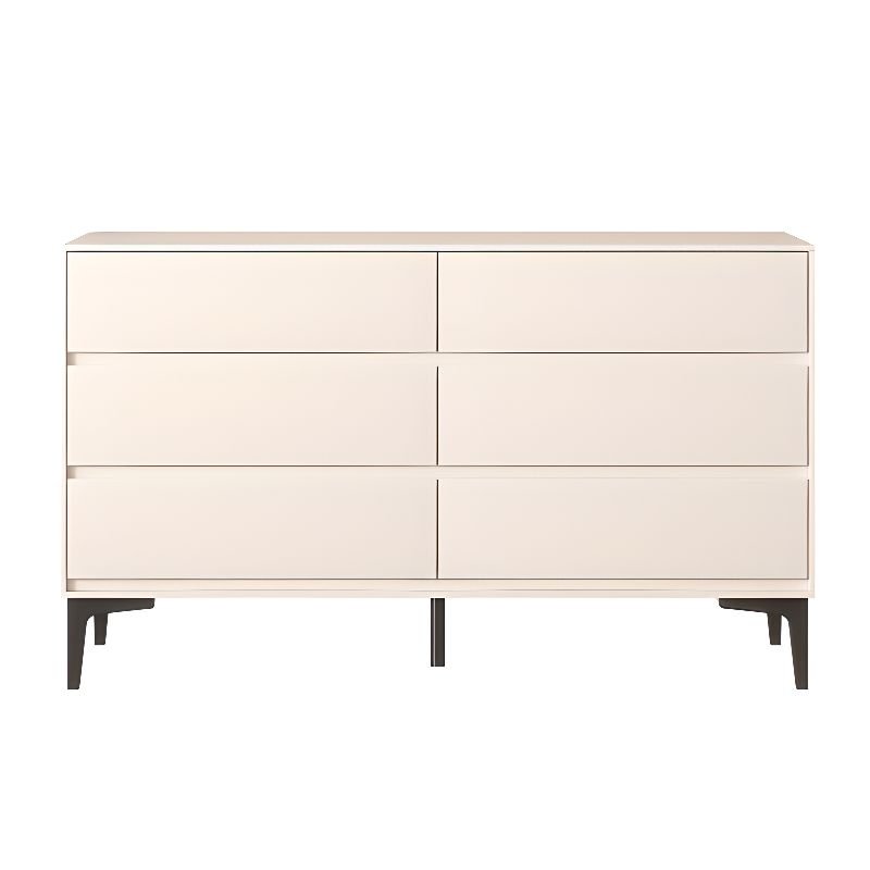 6 Drawers Modern Simple Style Light-Toned Wood Composite Wood Horizontal Double Dresser, 47"L x 16"W x 27.5"H