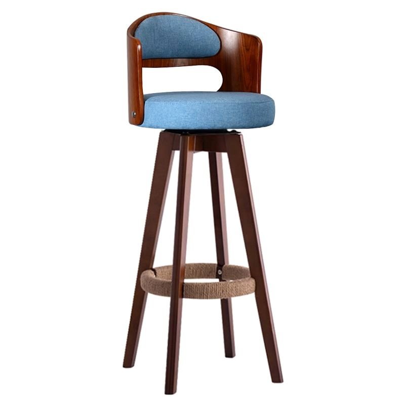 Azure Ventilated Back Bar Stools Designed for Pub Use Beneath Counter, Light Blue, Brown, Cotton and Linen