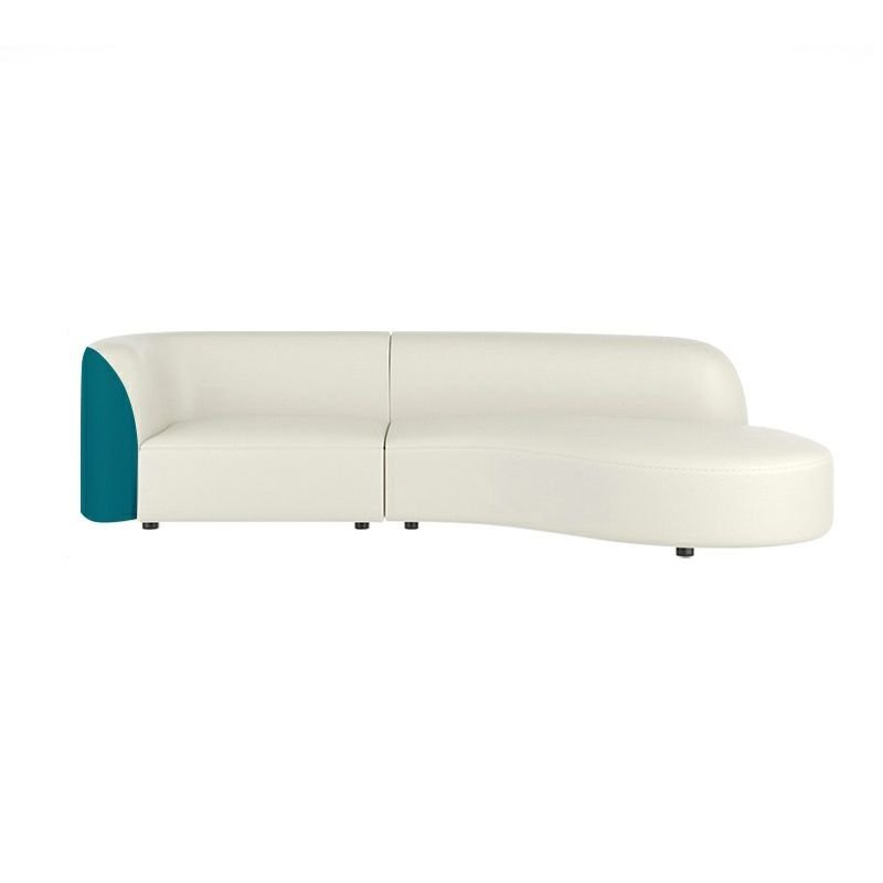 Curved Right Corner Sectional in Ivory /Green with Concealed Support for Living Space, 94.5"L x 41.3"W x 27.6"H, Tech Cloth