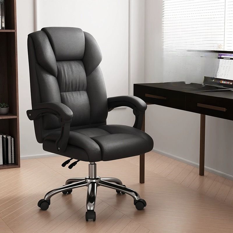 Ergonomic Rawhide Executive Chair in Midnight Black with Back, Armrest, Swivel Wheels and Adjustable Back Angle, Black, Sponge, Without Footrest
