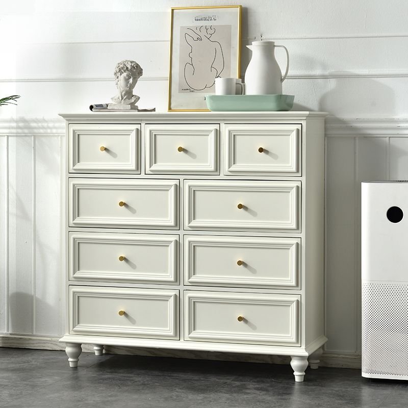 4 Tiers Classicist Chalk Lumber Horizontal Double Dresser with 9 Drawers, 39"L x 14"W x 39"H
