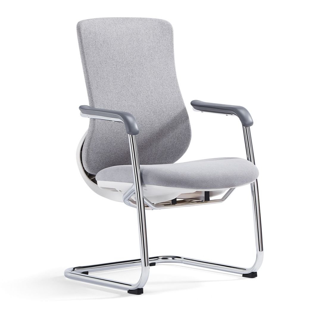 Ergonomic Dove Grey Upholstered Office Chairs with Back and Arms in a Casual Style, Grey, Without Headrest, Casters Not Included