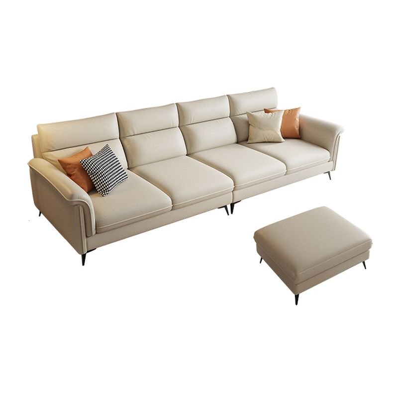 Horizontal Natural Wood Straight Sofa Couch, 118"L x 35"W x 35"H+35"L x 28"W x 12"H, Tech Cloth