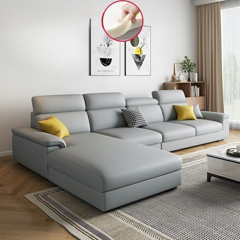Seats 5 Modern Left Hand Facing L-Shape Sofa Recliner with Natural Wood Frame, Anti Cat Scratch Fabric, Grey, Sponge