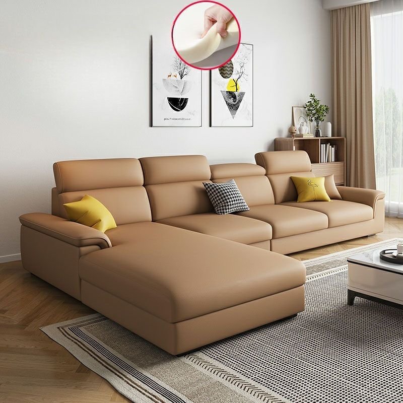 Seats 5 Modern Left Hand Facing L-Shape Sofa Recliner in Mocha with Pine Wood Frame, Anti Cat Scratch Fabric, Light Brown, Sponge