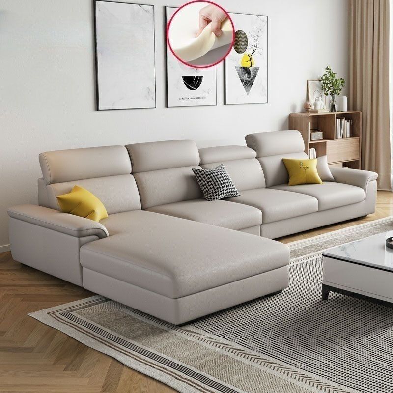 Seats 5 Modern Left Hand Facing L-Shape Sofa Recliner with Pine Frame, Anti Cat Scratch Fabric, Light Gray, Sponge
