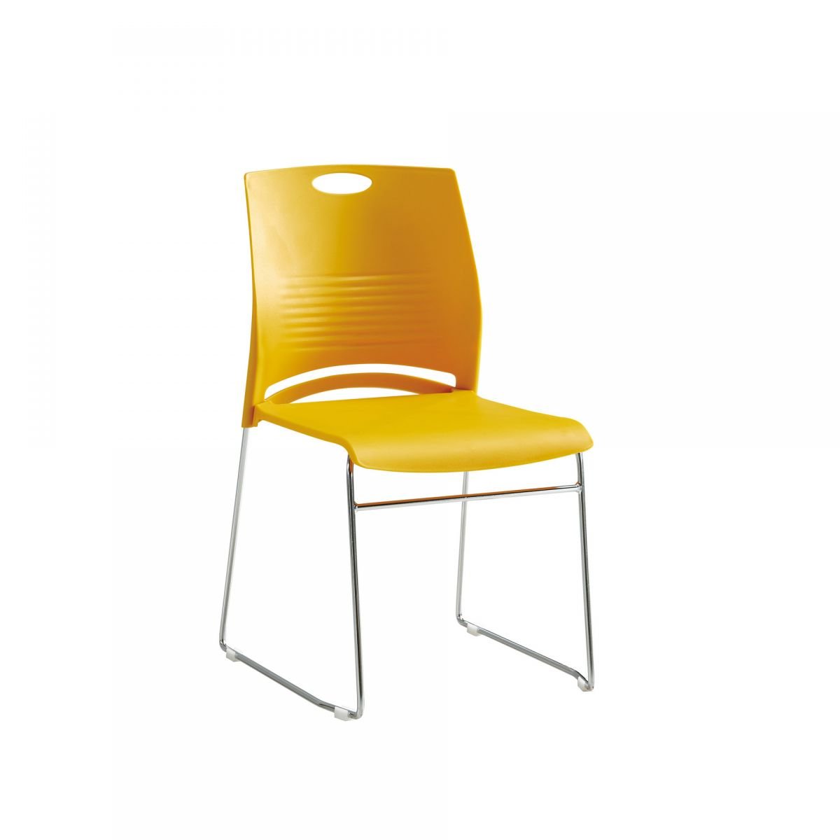 Art Deco Ergonomic Plastic Task Chair in Yellow with Backrest and Steel Base, Yellow