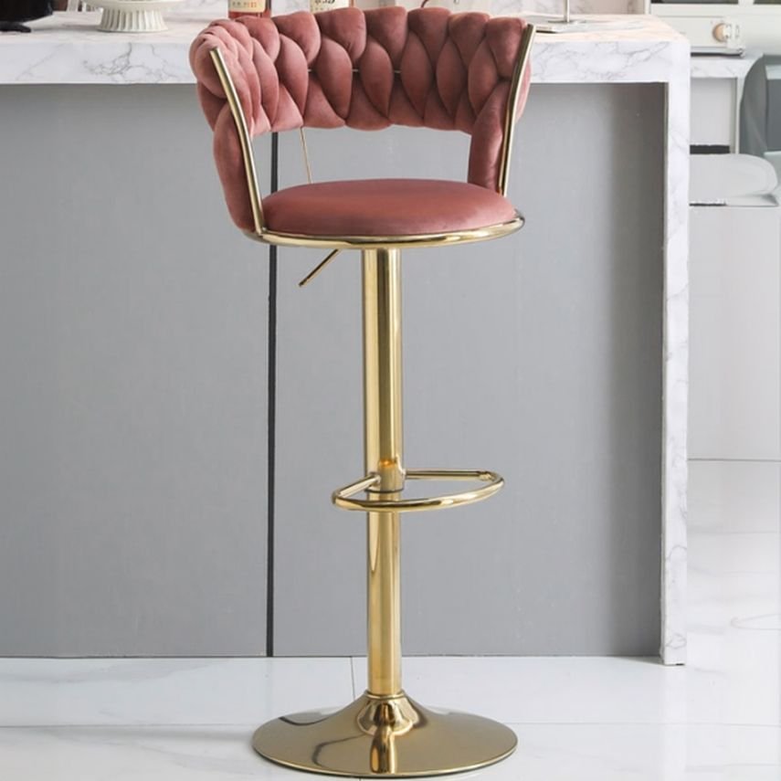 Carnation Aerodynamic Turn Stools Pub Stool with Ventilated Back and Stitch-tufted Design, Pink