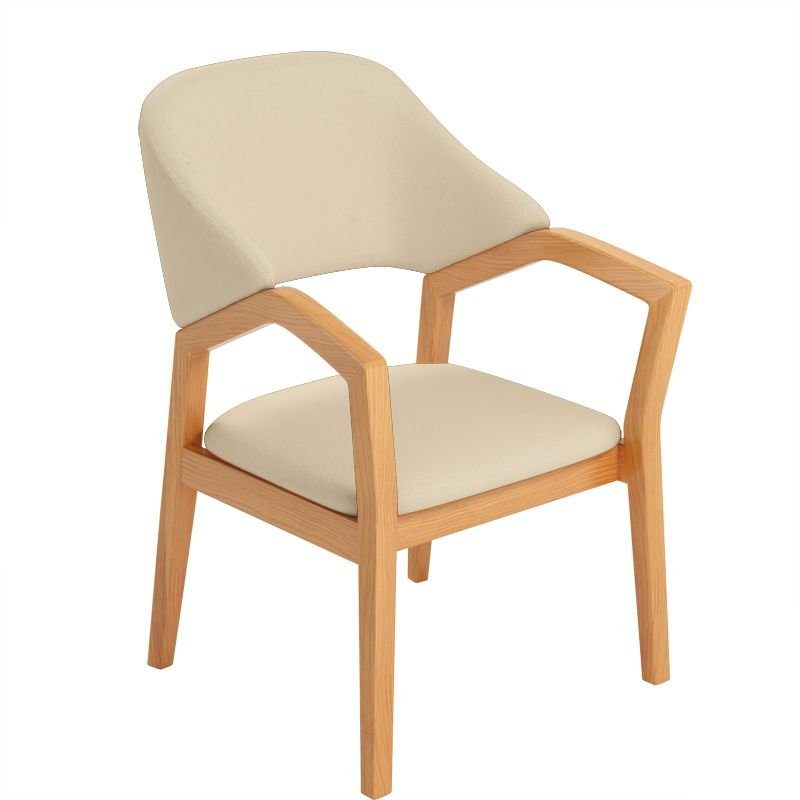 Dining Room Bordered and Balanced Arm Chair, Natural Wood, Apricot
