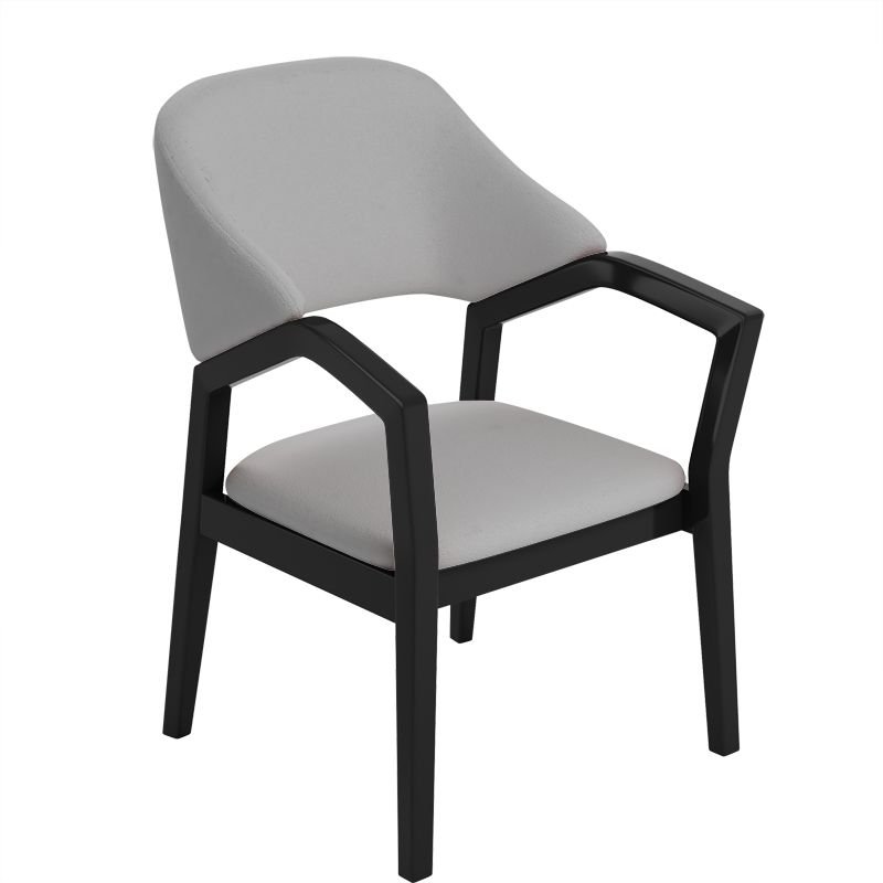 Balanced Bordered Arm Chair for Dining Room, Black, Light Gray
