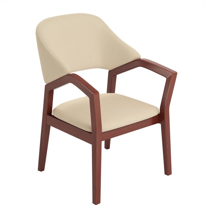 Dining Room Bordered and Balanced Arm Chair, Walnut, Apricot