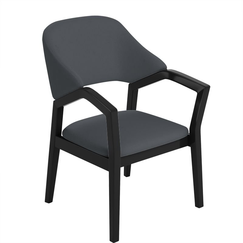 Balanced Bordered Arm Chair for Dining Room, Black, Dark Gray