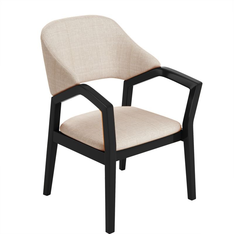Balanced Bordered Arm Chair for Dining Room, Black, Beige