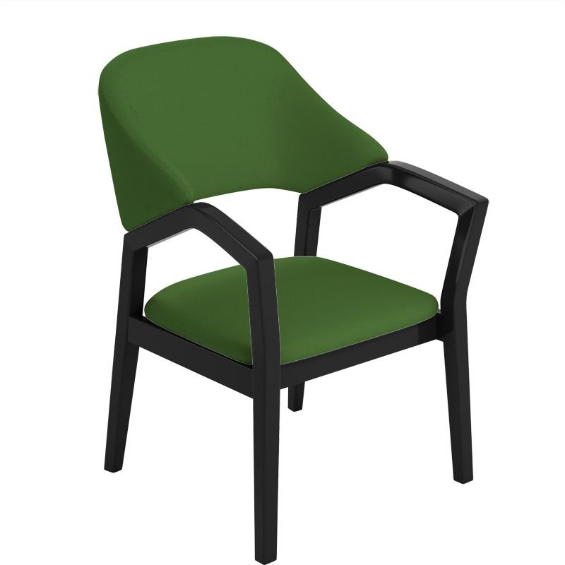 Balanced Bordered Arm Chair for Dining Room, Black, Dark Green