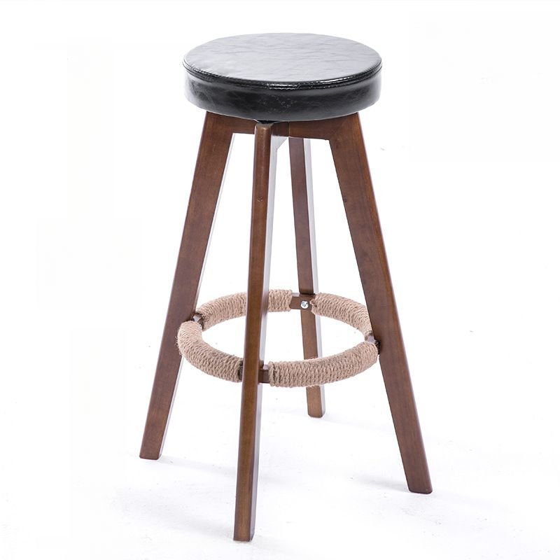 Round Spin Stools Nordic Charcoal Leatherette Rotating Bistro Stool with Foot Pedestal, Black, Brown