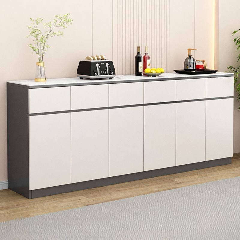 14'' Wide Freestanding Sideboard with 6 Doors, 6 Drawers and Countertop, Gray & White, 94"L x 14"W x 35"H