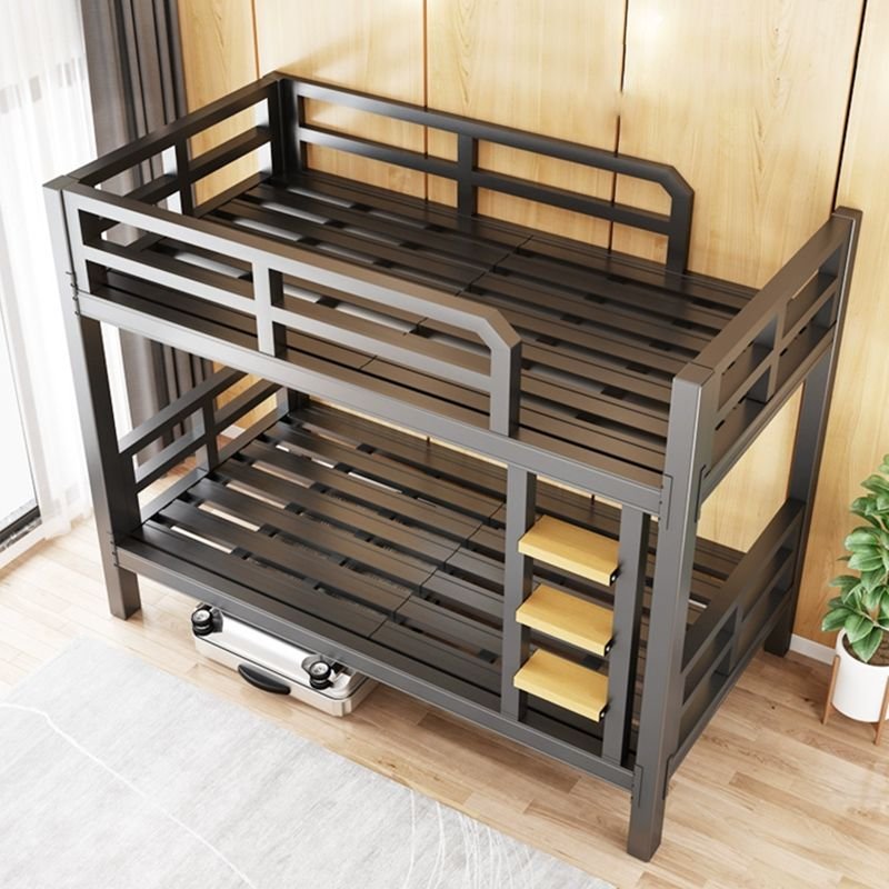 Bunk Bed with Fence Railing Living Room, Tool-Free Assembly, 47"W x 79"L