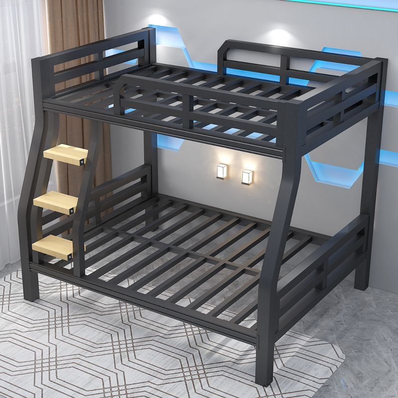 Bunk Bed with Fence Railing Living Room, Tool-Free Assembly, 47"W x 75"L
