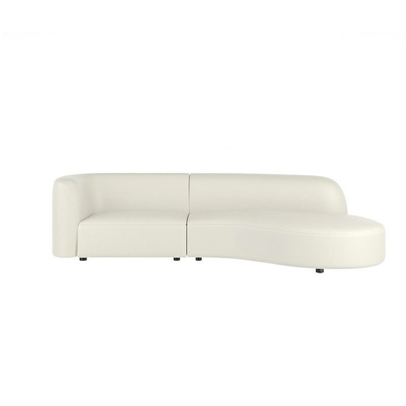5-Seater Curved Right Corner Sectional in Cream for Living Space, 110.2"L x 41.3"W x 27.6"H, Tech Cloth