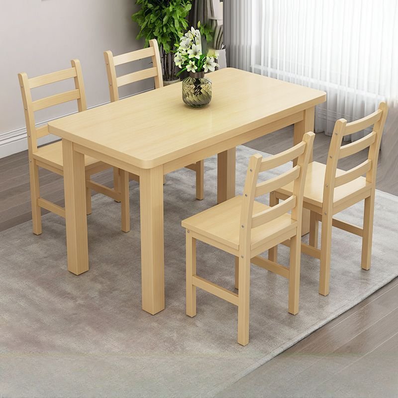 Art Deco Rectangle Dining Table Set in Wood with a Solid Wood Tabletop in Wood Color, Table, 1 Piece, 31.5"L x 23.6"W x 29.5"H