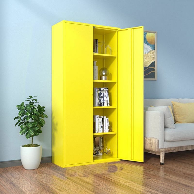 Yellow Iron Water-resistant Utility Cabinet Living Room, 27.6"L x 13.8"W x 70.9"H, Without Legs, Iron, Yellow