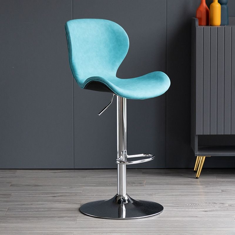 Air-driven Bar Stools in Cerulean for the Bistro with Foot Platform T-bar Stool, Blue, Silver