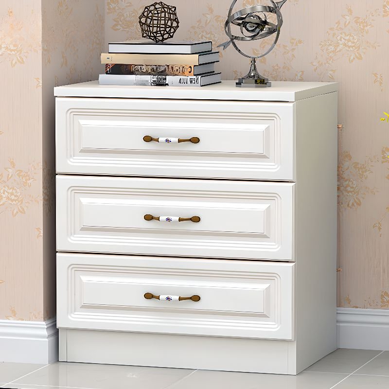 3 Drawers Casual Vertical Hardwood Bachelor Chest for Sleeping Room, White-Black, 24"L x 16"W x 24"H