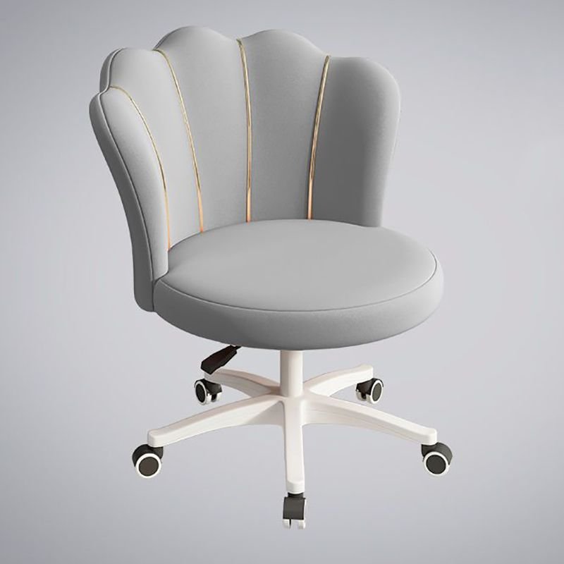 Art Deco Ergonomic Upholstered Task Chair in Light Gray with Swivel, Latex, Light Gray