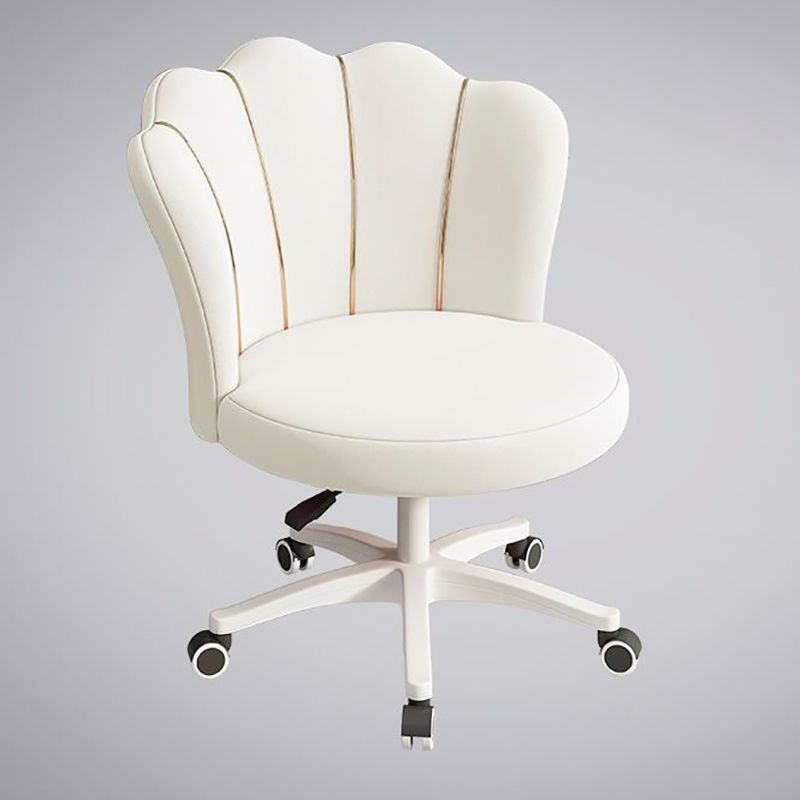 Art Deco Ergonomic Upholstered Studio Chairs in Cream with Wheels, Latex, Off-White