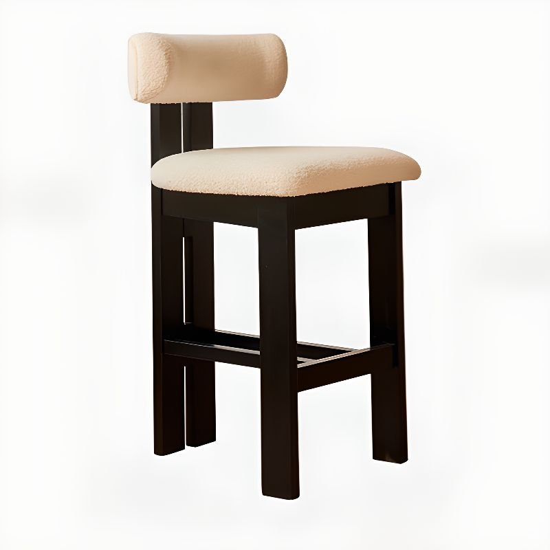 Pub Minimalist Square Ivory Upholstery Bar Stools with Rear and Leg Rest, Counter Stool (23.5"H), Black