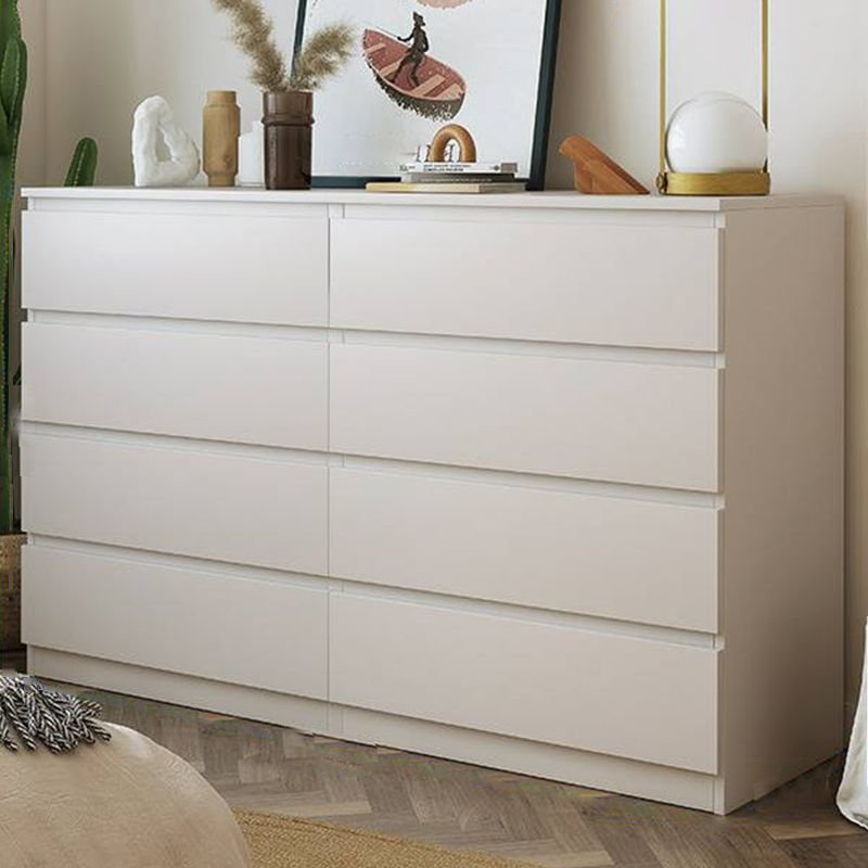 4 Tiers Modern Reclaimed Wood Console Dresser, 63"L x 15.7"W x 39.4"H, White