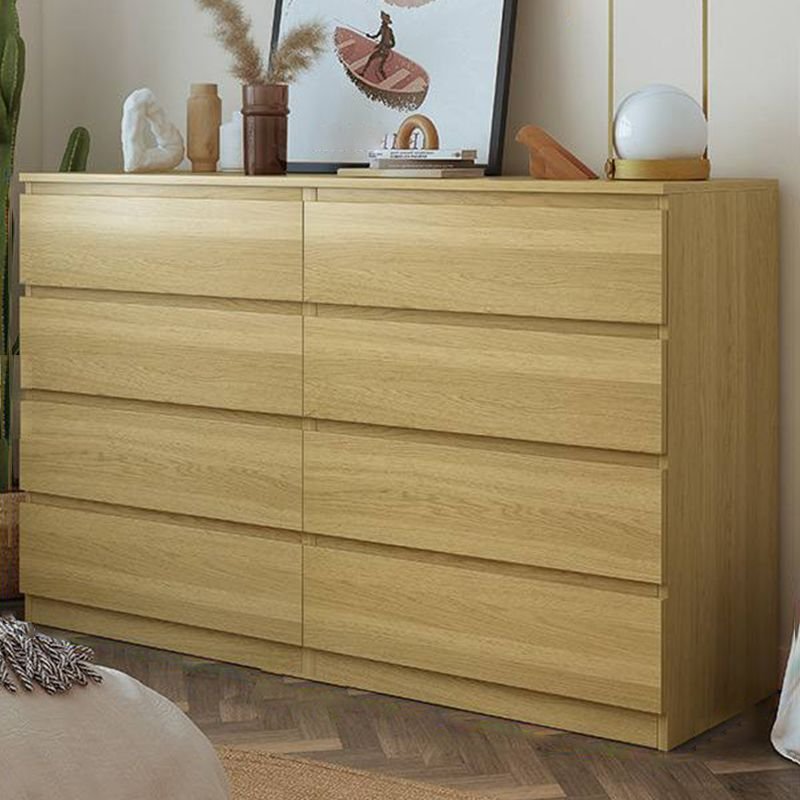 4 Tiers Modern Simple Style Engineered Wood Console Dresser, 63"L x 15.7"W x 39.4"H, Natural