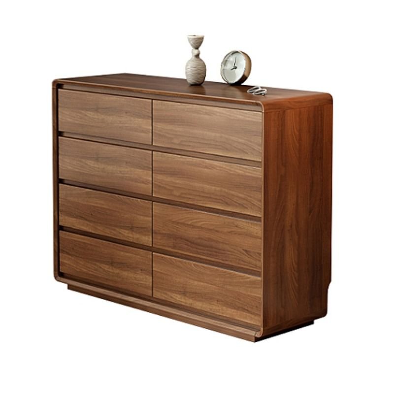 Casual Horizontal Console Dresser Timber with 8 Drawers for Sleeping Quarters, Nut-Brown, 47"L x 16"W x 36"H
