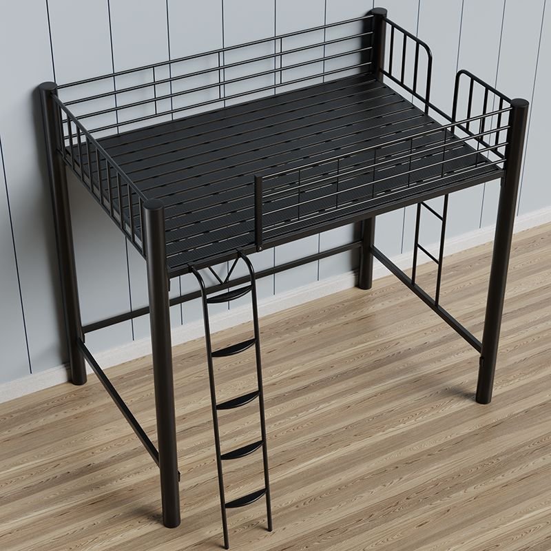 Alloy High Bed Frame with Stair for Bedroom, 47"W x 79"L, Black